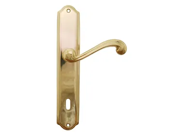 ITALIAN DESIGN - VERBENA-PLACCA - Brass door handle on back plate with lock _ Fama International